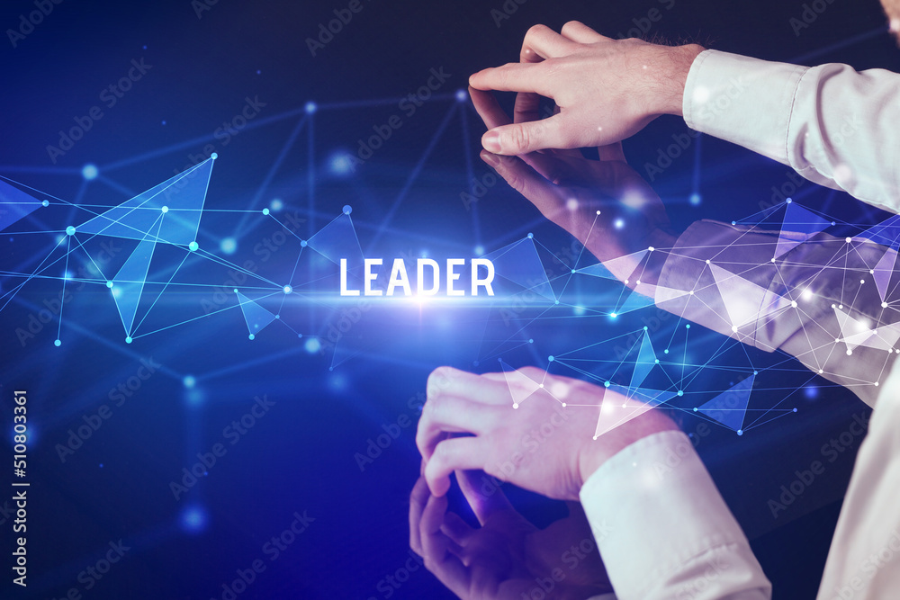 Businessman touching huge screen concept Businessman touching huge screen concept