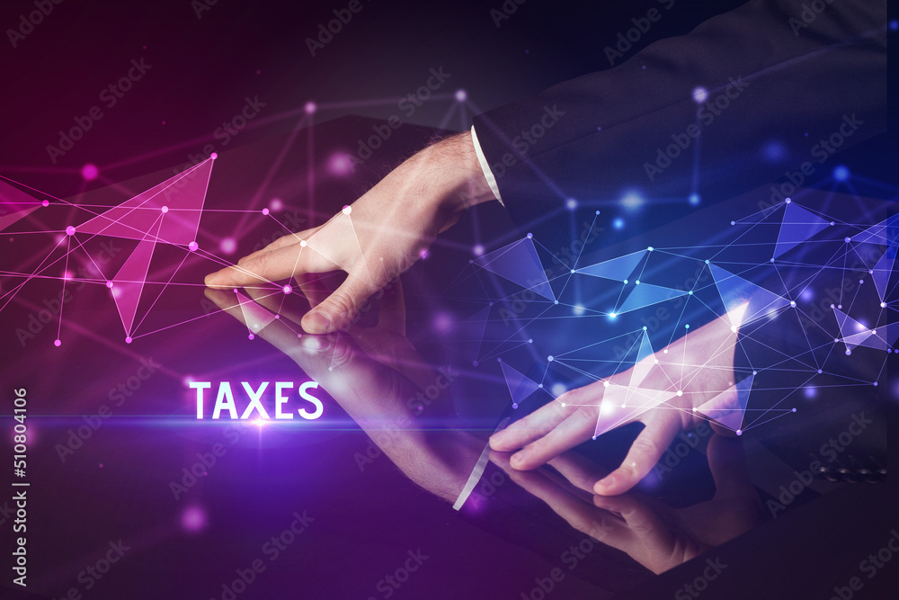 Businessman touching huge screen concept Businessman touching huge screen concept