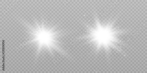A set of flashes, lights and stars on a transparent background. Bright beams of light. light sunlight png. Light burst of light png. vector