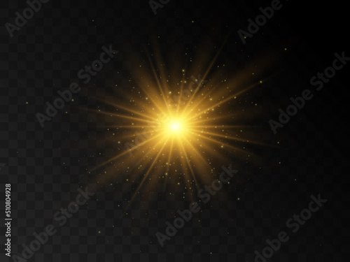 Flash of light, a star on a transparent background.Sun, summer. light sunlight png. Light burst of light png. vector
