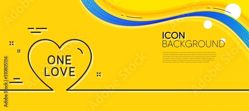One love line icon. Abstract yellow background. Sweet heart sign. Valentine day symbol. Minimal one love line icon. Wave banner concept. Vector