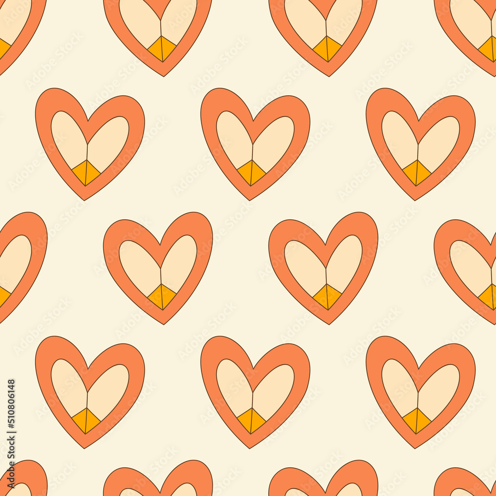 Hearts Seamless Pattern 70s Retro style Hearts Seamless Pattern 70s Retro style