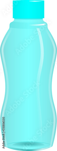 Curved aqua colored transparent plastic tumbler bottle