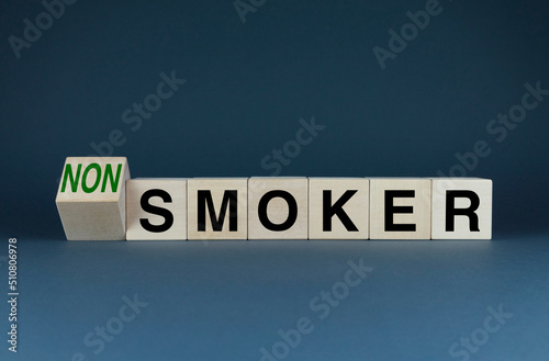 Smoker or non-smoker. Cubes form the words Smoker or Non smoker.