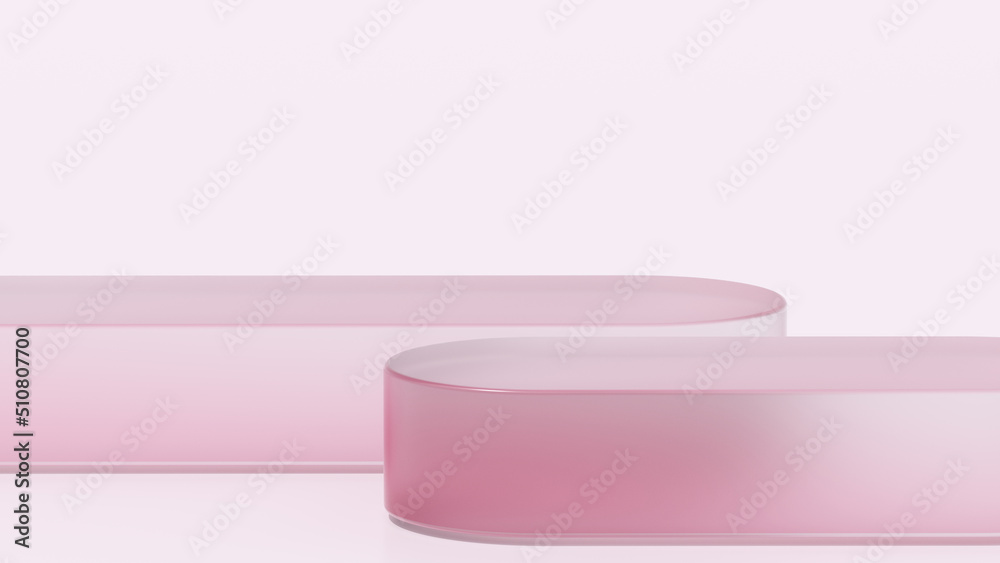 Pink Translucent Circular Glass Modern Minimum Showcase Model General Pedestal, simple empty podium, glassmorphism Stage Platform for Display of Commercial Products. Abstract Geometrical Background Pink Translucent Circular Glass Modern Minimum Showcase Model General Pedestal, simple empty podium, glassmorphism Stage Platform for Display of Commercial Products. Abstract Geometrical Background