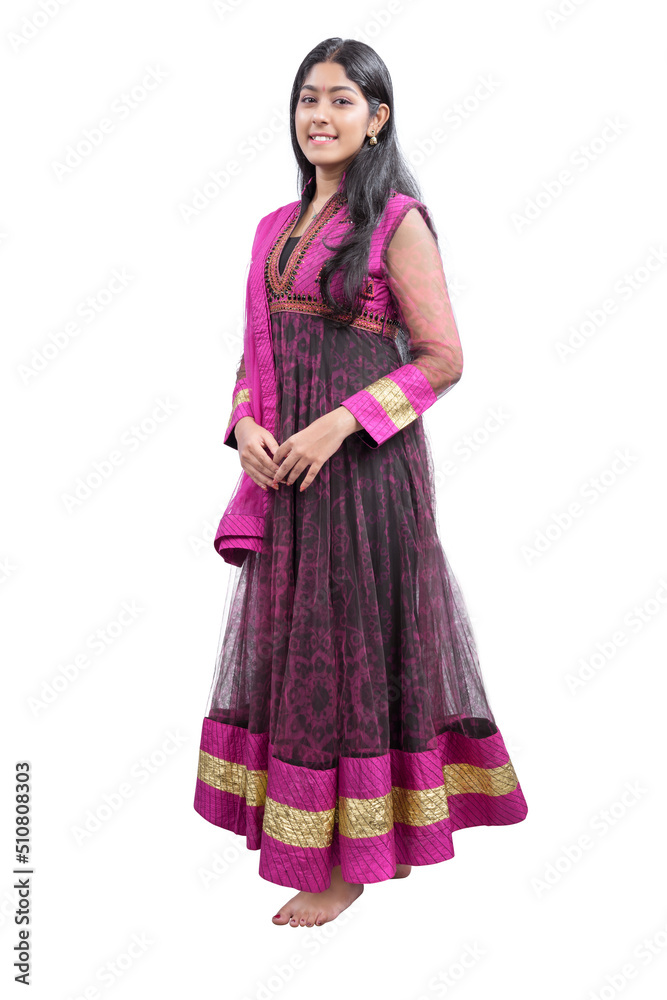 Indian woman in traditional sari dress standing Indian woman in traditional sari dress standing