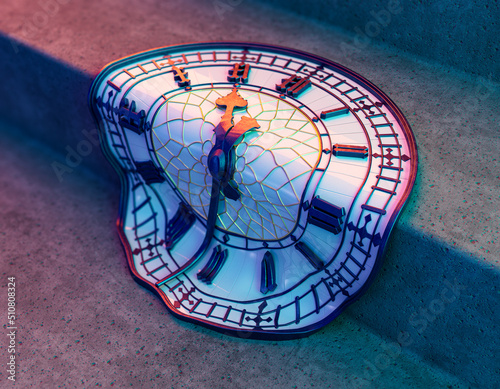 Schilderij op canvas Melting Surreal Glass Tower Clock