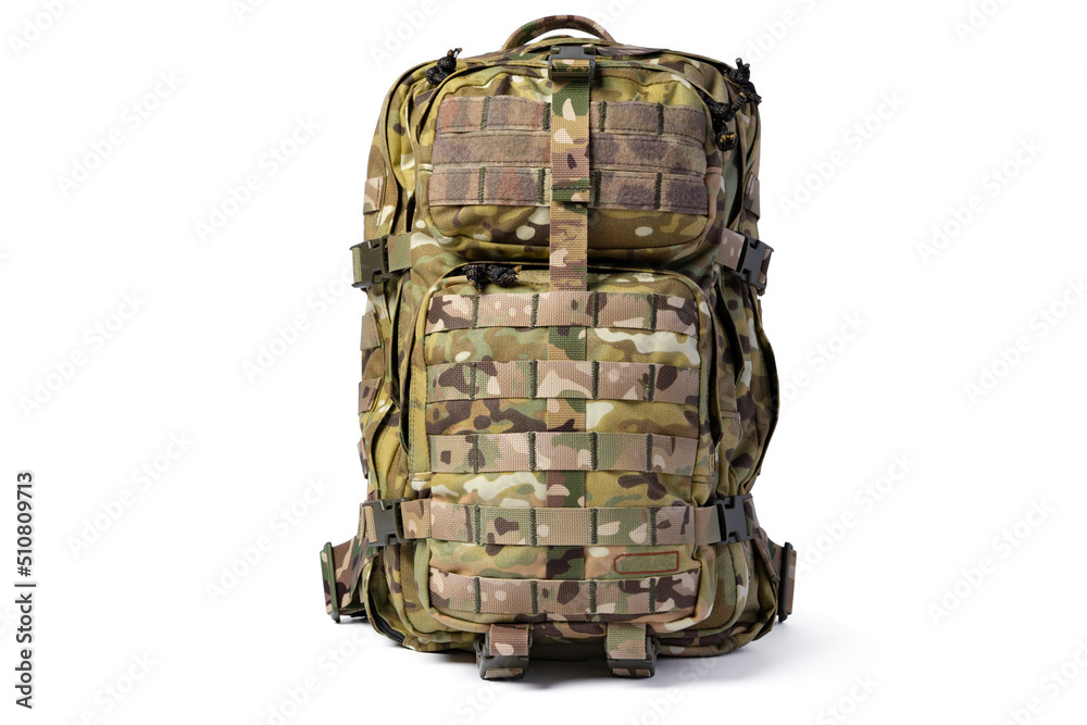 Military backpack isolated on a white background. Military backpack isolated on a white background.