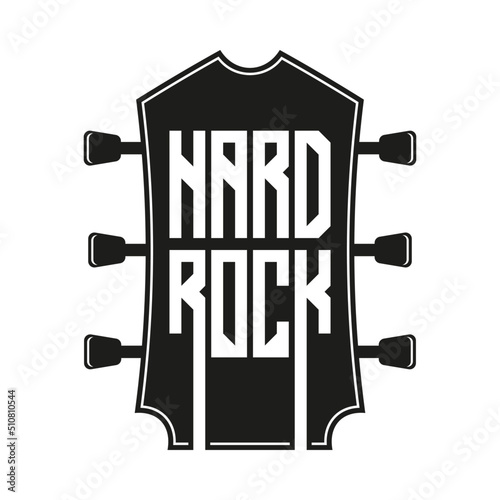 Black hard rock logo with an inscription and a guitar head