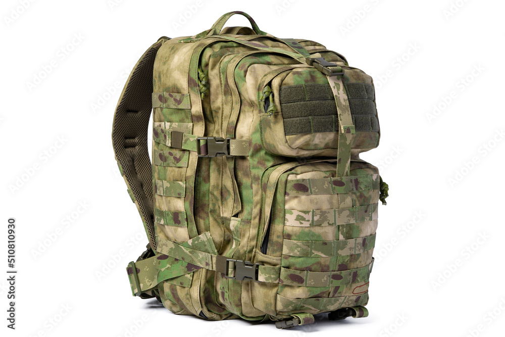 Military backpack isolated on a white background. Military backpack isolated on a white background.