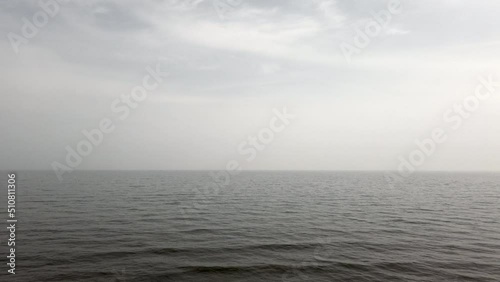 Baltic Sea under grey sky, calm 4k video footage