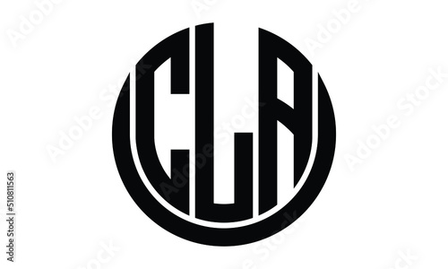 CLA three letter shield in circle logo design vector template. letter mark | wordmark | monogram | symbol | black on white background	.
