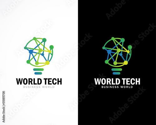 world tech logo creative innovation science bulb logo creative design concept