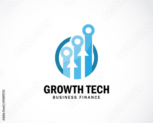 Growth tech logo creative business financial arrow design web graphic