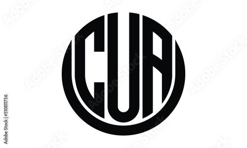 CUA three letter shield in circle logo design vector template. letter mark | wordmark | monogram | symbol | black on white background	.