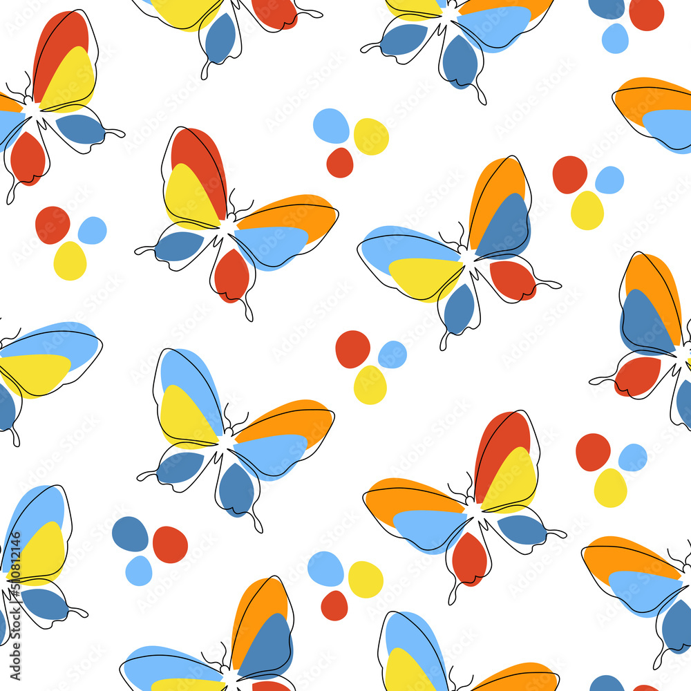 Seamless pattern with colored abstract butterflies. Summer print. Seamless pattern with colored abstract butterflies. Summer print.