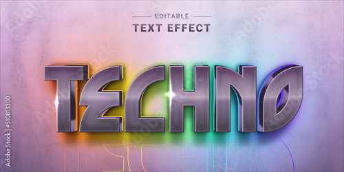 Editable text style effect - Techno text style theme. Cyber technology text style