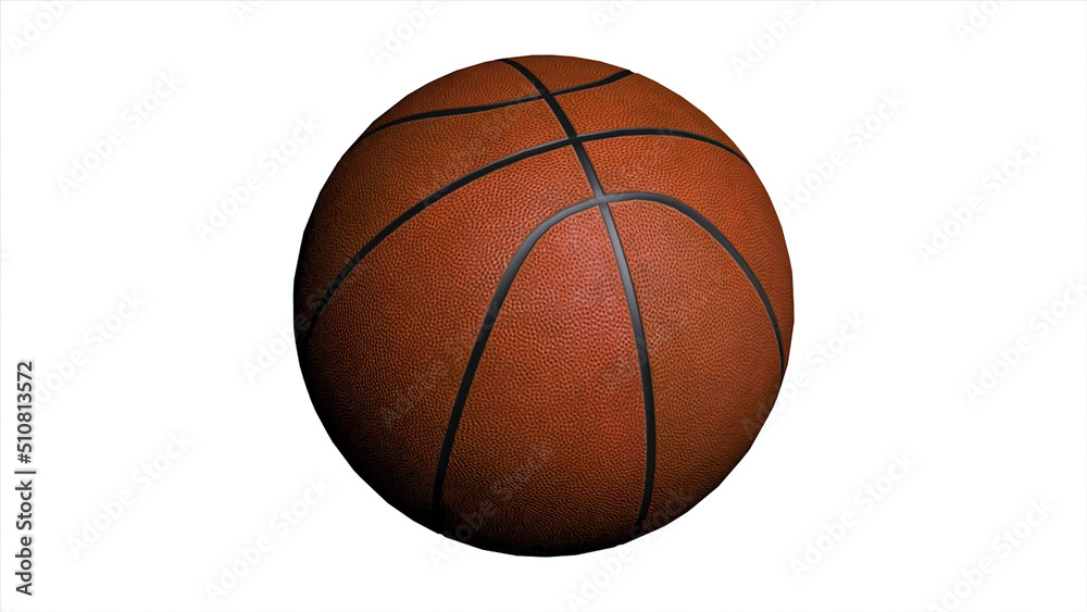 Seamless Looping Animation of Basketball ball on white background. Sport and Recreation Concept. Animation of a basketball ball