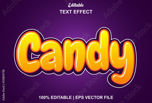 candy text effect with orange and purple color editable