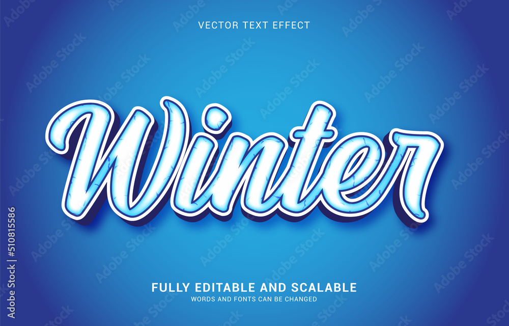 editable text effect, Winter style editable text effect, Winter style