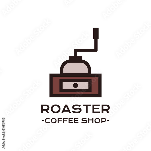 Vector banner of retro coffee grinder and inscription