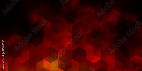 Dark Orange vector texture with colorful hexagons.