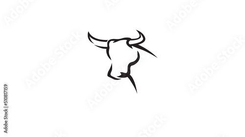 Creation of a buffalo Head eyeless animal drawn face vector logo design icon symbol illustration	