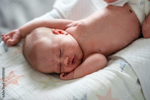 Baby sleeping, baby's delicate skin, the concept of tenderness