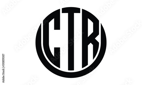 CTR three letter shield in circle logo design vector template. letter mark | wordmark | monogram | symbol | black on white background	.