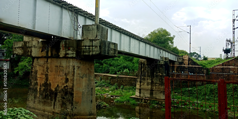 Iron railway bridge. Iron railway bridge.