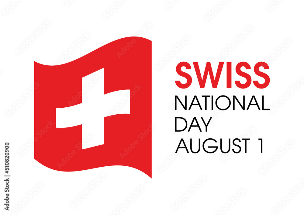 Swiss National Day vector. Waving flag of switzerland icon vector isolated on a white background. Swiss flag design element. August 1. Important day