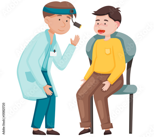 Therapeutic medical treatment and healthcare concept consultation and diagnosis, healing medicine. Health care, medical examination, patient at doctor s appointment. Otolaryngologist s office