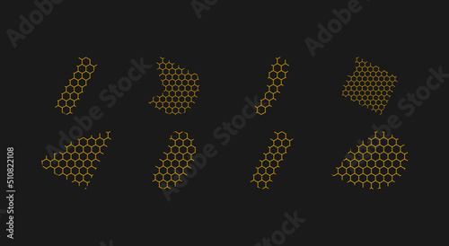 set of honeycomb abstract shape. Hexagonal elements