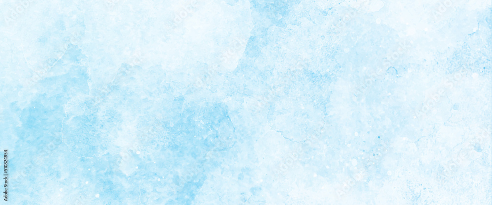 White and blue color frozen ice surface design abstract background. blue  and white watercolor paint splash or blotch background with fringe bleed  wash and bloom design. Stock Vector
