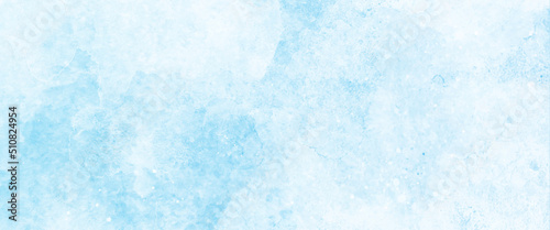 White and blue color frozen ice surface design abstract background. blue and white watercolor paint splash or blotch background with fringe bleed wash and bloom design. photo