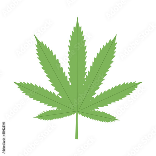 Medical cannabis leaf in flat design on white background. Marijuana plant.