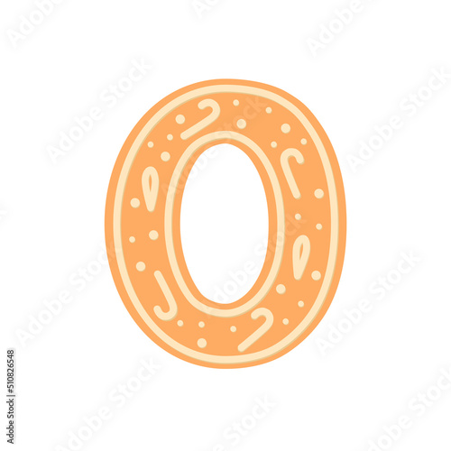 Gingerbread. Spice cake. Zero. Cookie. Flat, vector