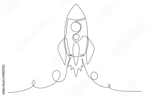 Single continuous line drawing rocket 