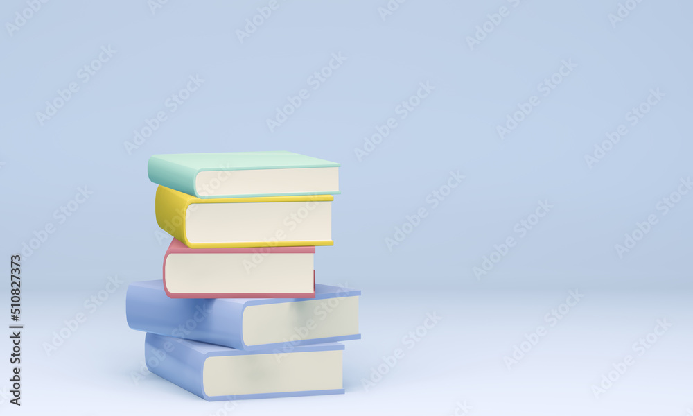 stack of colorful books, 3d render stack of colorful books, 3d render