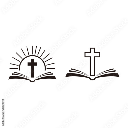 bible logo icon and christian cross