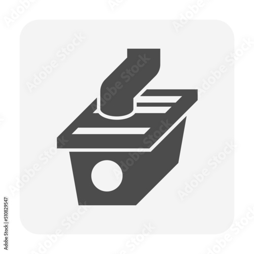 Catch basin or bubbler pot vector icon. Include downspout, diverter, grating for install in french drain, water drainage system. To collect stormwater from downspout outlet, street gutter, eavestrough