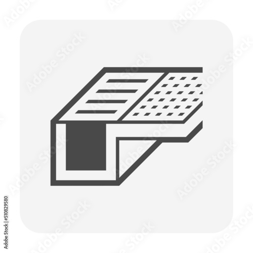 Drain gutter and grate vector icon. May called trench, ditch or street gutter for irrigation, stormwater drainage system by drain water from downspout, garden, yard, road, city, driveway to sewer.
