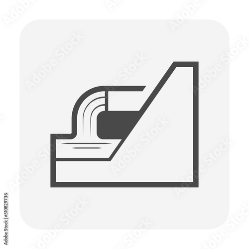 Water drainage vector icon. Include storm water or stormwater from city, wastewater from industry to runoff to river by sewer, drain pipe. Concept of cleaning, dirty, pollution, sewage and treatment.
