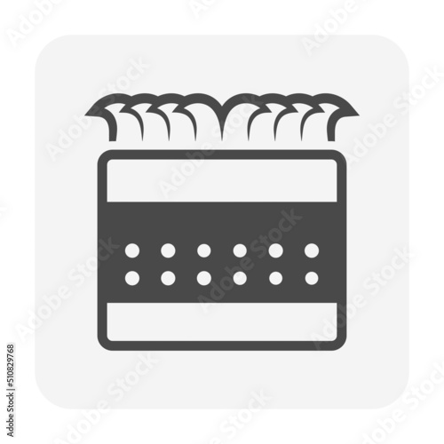 Corrugated perforated pipe vector icon. To install in soil for french drain, stormwater drainage system. Underground of lawn, yard, garden for water, rainwater to flow, runoff and infiltration.
