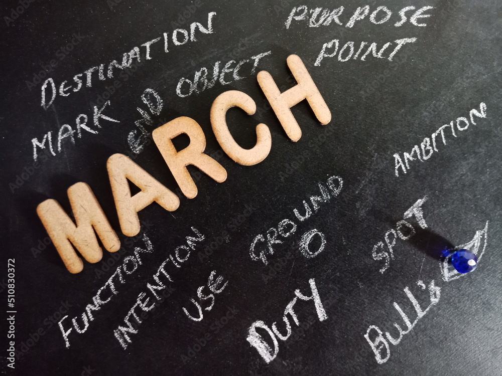 Fototapeta premium Month name chalkboard text background.