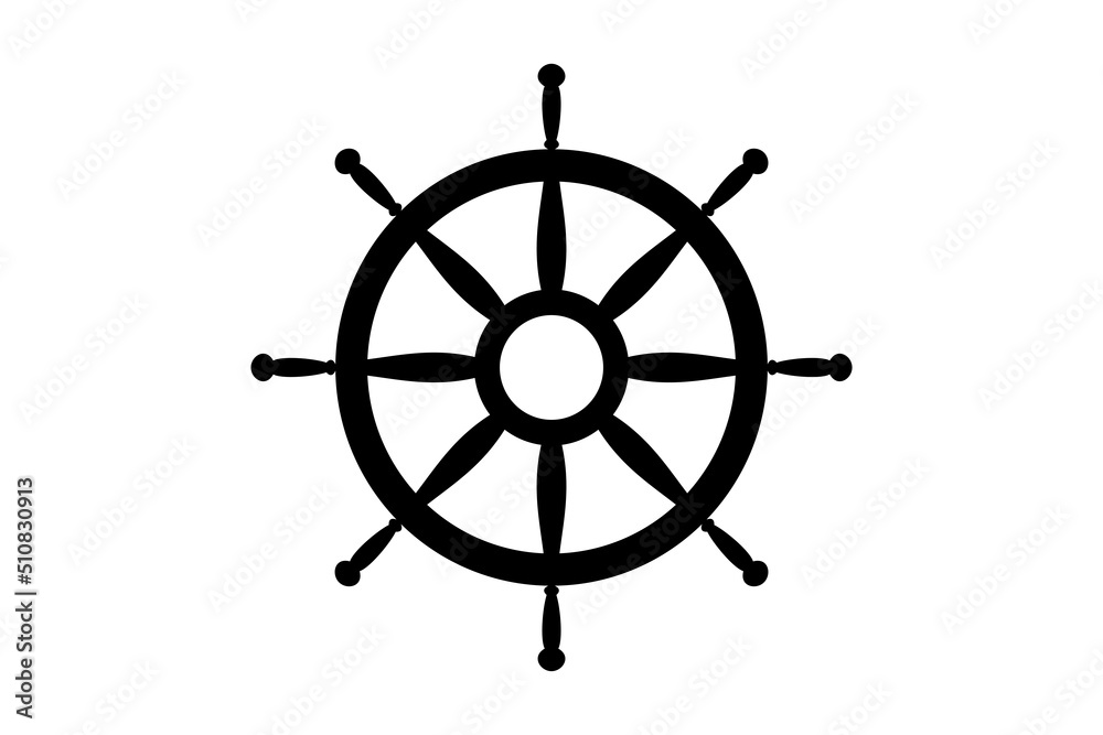 Obraz premium Steering Wheel Captain Boat Ship Yacht Compass Transport logo design inspiration
