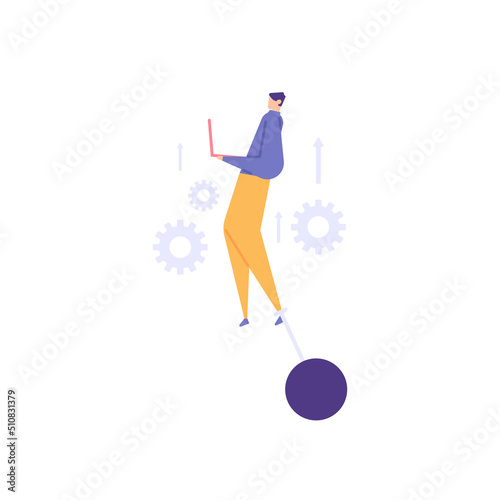 workload and pressure. reliable workers. obstacles and challenges at work. an experienced employee or staff is at work. skills and performance. expert and professional. flat cartoon illustration.