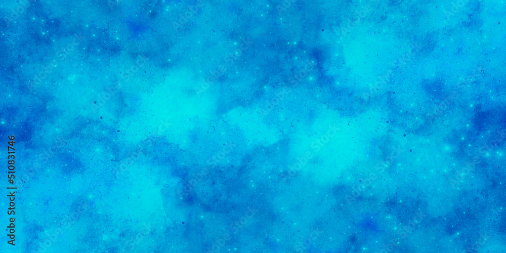 blue watercolor and paper texture. beautiful dark gradient hand drawn by brush grunge background. watercolor wash aqua painted texture close up, grungy design. blue nebula sparkle star universe.