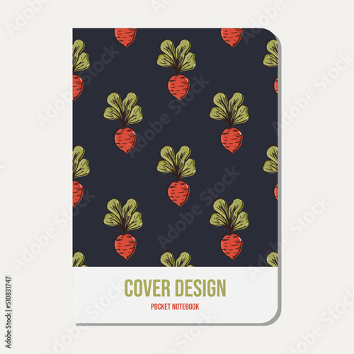 cover design for notebooks, planners, books, brochures, catalogs, stationery - seamless beetroot pattern