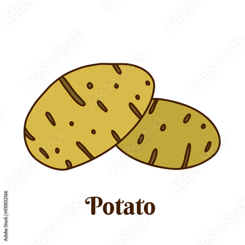 Hand drawn flat cartoon vector illustration of potato isolated on white background